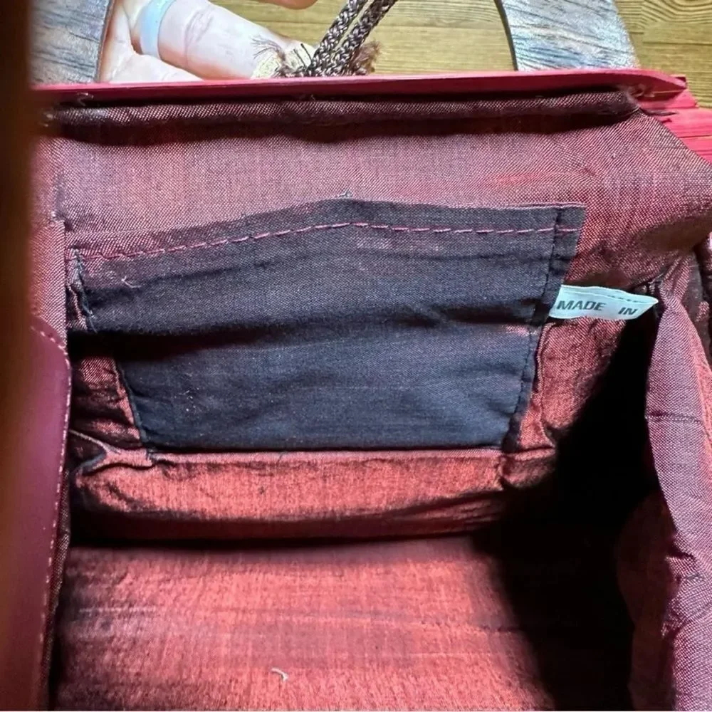 Vintage Red Bamboo Clutch Purse